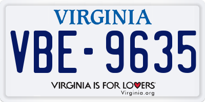 VA license plate VBE9635