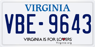 VA license plate VBE9643