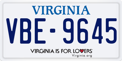 VA license plate VBE9645