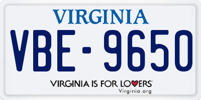 VA license plate VBE9650