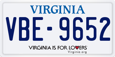 VA license plate VBE9652