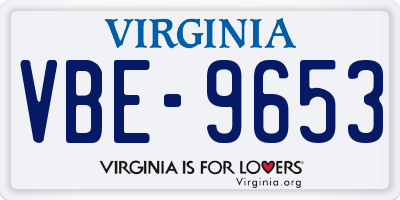 VA license plate VBE9653