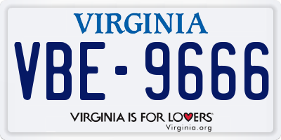 VA license plate VBE9666