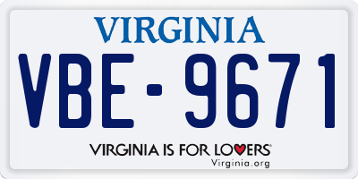 VA license plate VBE9671