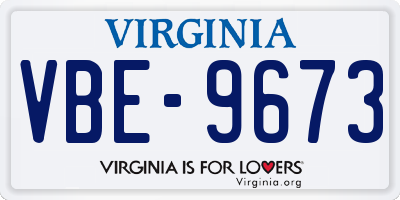 VA license plate VBE9673