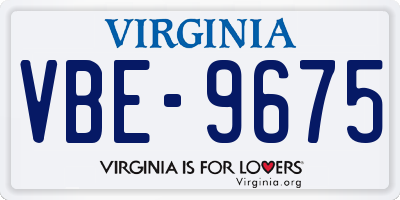 VA license plate VBE9675