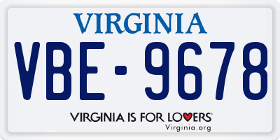 VA license plate VBE9678
