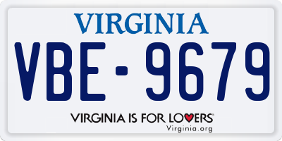 VA license plate VBE9679