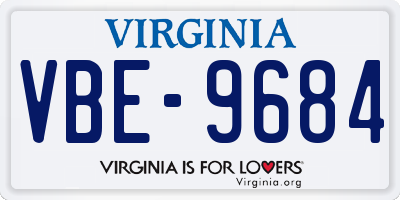 VA license plate VBE9684