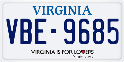 VA license plate VBE9685
