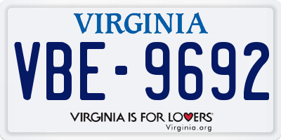 VA license plate VBE9692