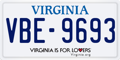 VA license plate VBE9693