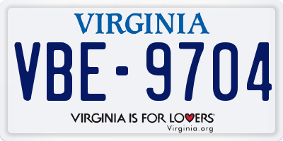 VA license plate VBE9704