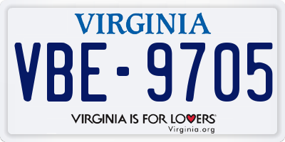 VA license plate VBE9705