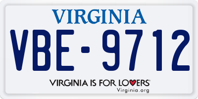 VA license plate VBE9712