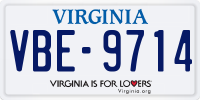 VA license plate VBE9714