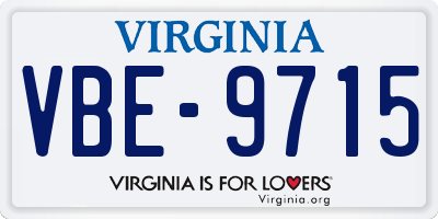 VA license plate VBE9715