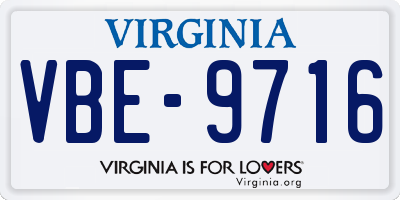 VA license plate VBE9716