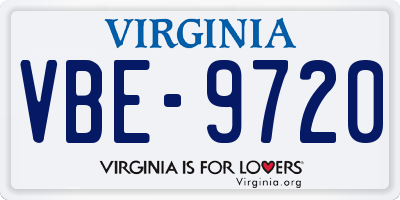 VA license plate VBE9720