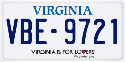 VA license plate VBE9721