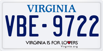 VA license plate VBE9722