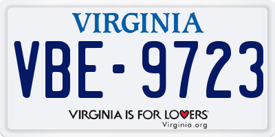 VA license plate VBE9723