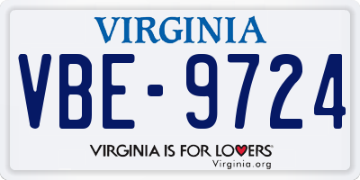 VA license plate VBE9724