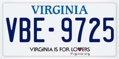 VA license plate VBE9725