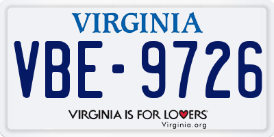 VA license plate VBE9726