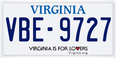 VA license plate VBE9727