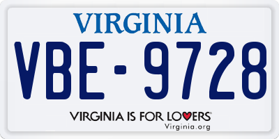 VA license plate VBE9728