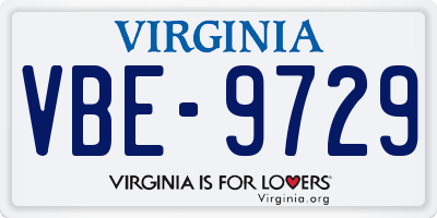 VA license plate VBE9729
