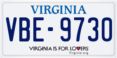 VA license plate VBE9730