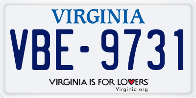 VA license plate VBE9731