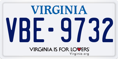 VA license plate VBE9732