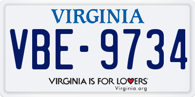 VA license plate VBE9734