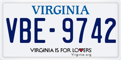 VA license plate VBE9742