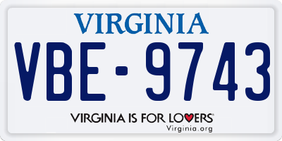 VA license plate VBE9743