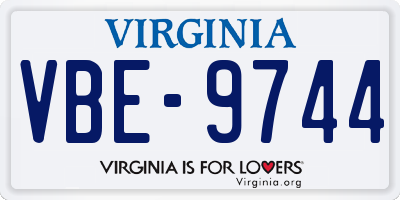 VA license plate VBE9744