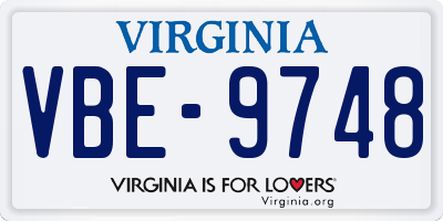 VA license plate VBE9748