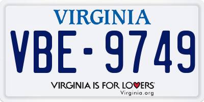 VA license plate VBE9749