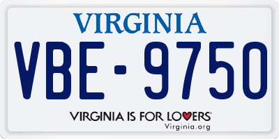 VA license plate VBE9750