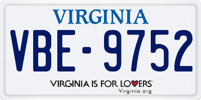 VA license plate VBE9752