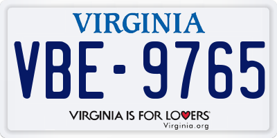 VA license plate VBE9765