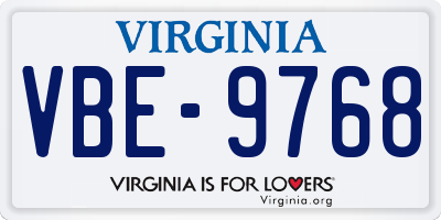 VA license plate VBE9768