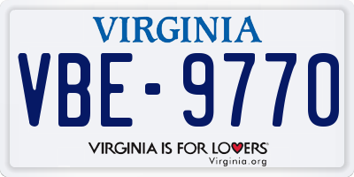 VA license plate VBE9770