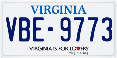 VA license plate VBE9773