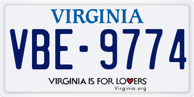 VA license plate VBE9774
