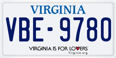 VA license plate VBE9780