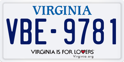VA license plate VBE9781
